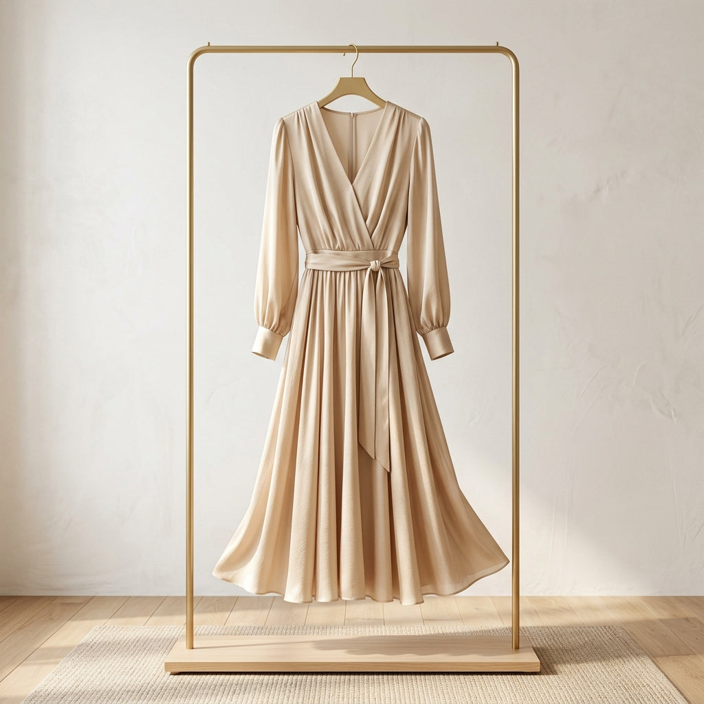 Champagne Satin Wickelkleid