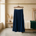 Navy Plissee Midirock